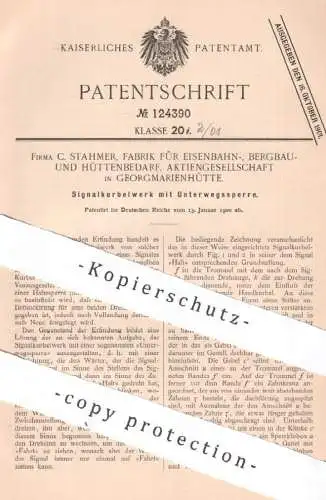 original Patent - C. Stahmer , Fabrik für Eisenbahn-, Bergbau- & Hüttenbedarf AG Georgmarienhütte | 1900 | Signalwerk