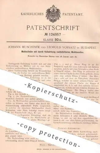 original Patent - Johann Muschinek , Leopold Vorsatz , Budapest , 1901 , Mahlscheibe | Mühle , Mühlen , Mehl , Müller !!