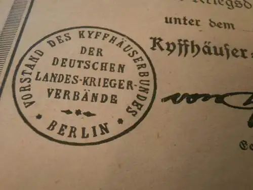 Besitzzeugnis - Kyffhäuser-Bund 1922 , Kamerad Maschmann in Lentföhrden b. Bad Bramstedt , Bad Segeberg !!!