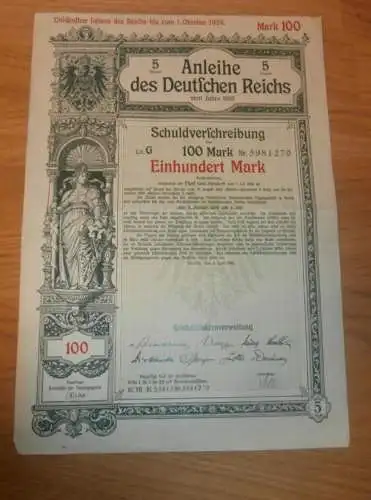 Kriegsanleihe - Schuldverschreibung , Einhundert Mark , Deutsches Reich 1916 , Anleihe !!