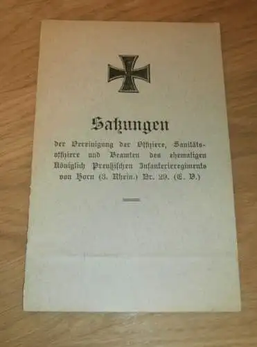 Königlich Preußisches Infanterieregiment von Horn / 3. Rhein , Satzung von 1921 , Leer / Ostfriesland , extrem selten !