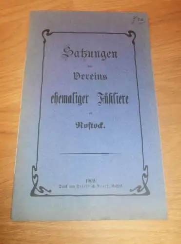 Füsilier-Regiment Nr. 90 , Satzung von 1902 , Rostock in Mecklenburg ,extrem selten ,super Zustand