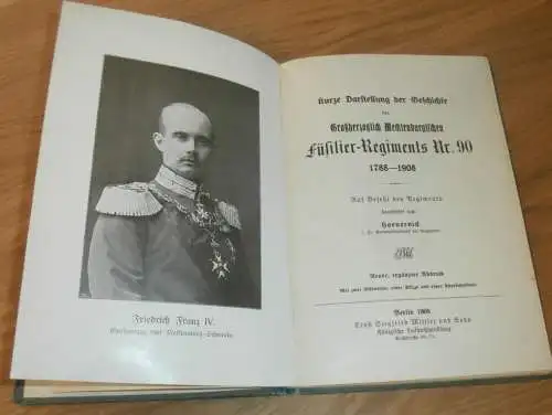 Füsilier-Regiment Nr. 90 , 1788-1908 , Darstellung der Geschichte , Rostock in Mecklenburg ,extrem selten ,super Zustand