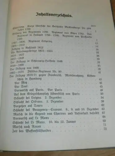 Füsilier-Regiment Nr. 90 , 1788-1908 , Darstellung der Geschichte , Rostock in Mecklenburg ,extrem selten ,super Zustand