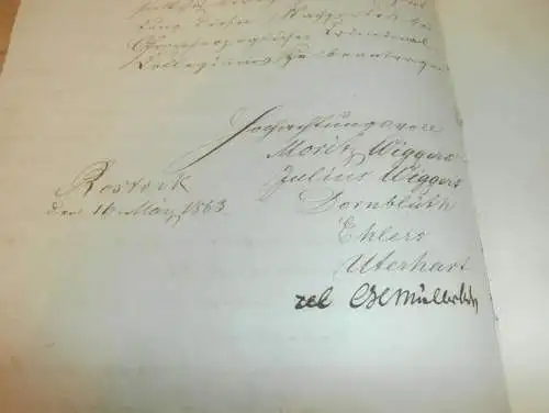 uraltes Dokument , Criminal-Collegium zu Bützow 1863, Rostock in Mecklenburg !!