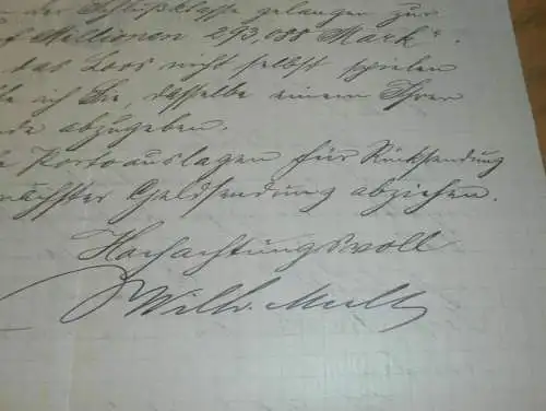Wilhelm Mull , Landeslotterie Mecklenburg - Schwerin 1899 , eigenhändiger Brief , Lotterie Haupt-Collecteur  !!