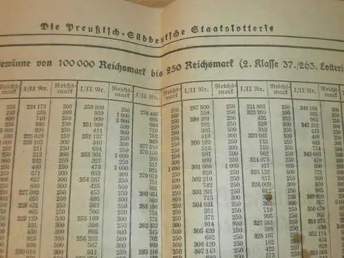 Preußisch - Süddeutsche Staatslotterie , 1931 , Gewinnliste Lotterie , Prospekt  !!