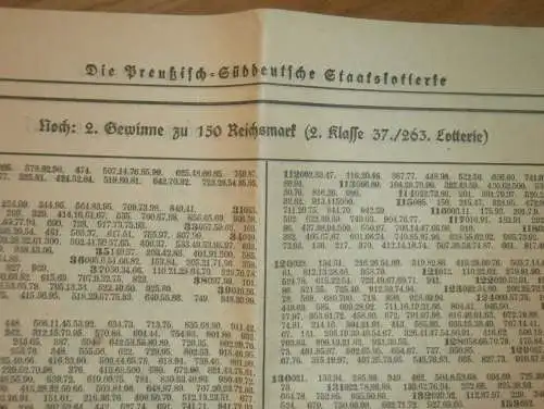 Preußisch - Süddeutsche Staatslotterie , 1931 , Gewinnliste Lotterie , Prospekt  !!