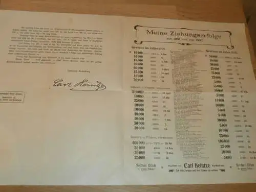 Großherzogliche Mecklenburg - Schwerinsche Landes - Lotterie 1901-1902 , Carl Heintze, Lose und Gewinne , Prospekt  !!