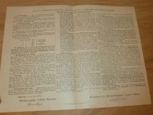 Großherzogliche Mecklenburg - Schwerin Landes - Lotterie 1898 , Plan , Lose und Gewinne , Prospekt  !!