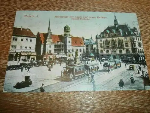 alte AK - Halle a.d. Saale , 1914 , Marktplatz mit Straßenbahn , Ansichtskarte !