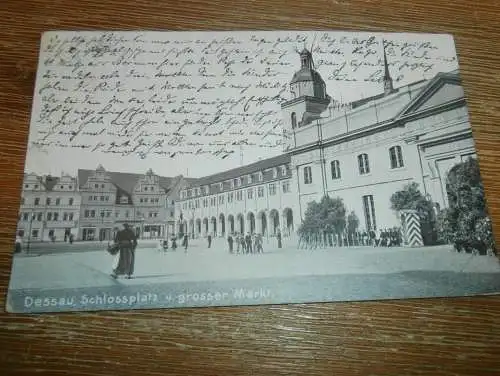 alte AK - Dessau , 1914 , Schlossplatz und Markt ,  Ansichtskarte !!