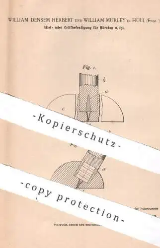 original Patent - William Densem Herbert & William Murley , Hull , England , 1902 | Stiel o. Griff für Bürsten | Bürste