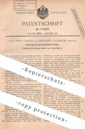 original Patent - G. & J. Weir Limited , Cathcart bei Glasgow , England , 1906 , Steuerung für Dampf - Pumpen | Pumpe