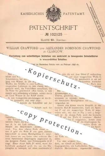 original Patent - William & Alexander Robinson Crawford , Glasgow , England | 1898 | Schiebetür im Schiff | Schotten !!