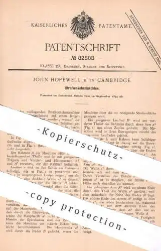 original Patent - John Hopewell , Cambridge , England , 1894 , Straßenkehrmaschine | Straßenreinigung , Kehrmaschine !!