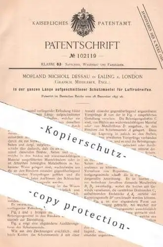 original Patent - Morland Micholl Dessau , Ealing / London Middlesex England , 1897 , Schutzmantel für Luftrad - Reifen