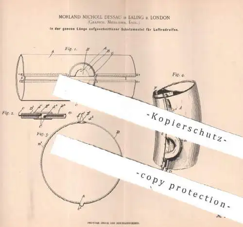 original Patent - Morland Micholl Dessau , Ealing / London Middlesex England , 1897 , Schutzmantel für Luftrad - Reifen