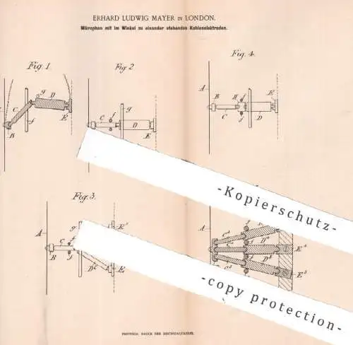 original Patent - Erhard Ludwig Mayer , London , England , 1891 , Mikrophon mit Kohlenelektroden | Mikrofon , Electric