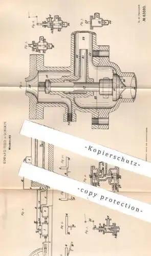 original Patent - Edward Field , London , England , 1891 , Mischventil | Ventil , Ventile , Differential , Maschinen !