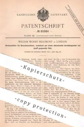 original Patent - William Worby Beaumont , London , England | 1894 | Strohschüttler für Dreschmaschine | Stroh Dreschen