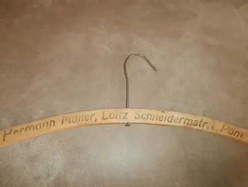 Hermann Müller in Loitz in Pommern , Schneider , Mecklenburg , uralter Kleiderbügel , Bügel , Mode !!!