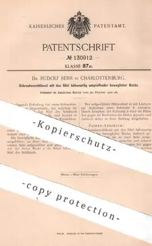 original Patent - Dr. Rudolf Reiss , Berlin / Charlottenburg | 1900 | Schraubenschlüssel | Werkzeug , Maulschlüssel !!