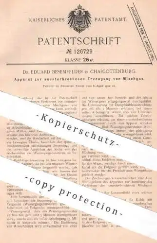 original Patent - Dr. Eduard Besemfelder , Berlin / Charlottenburg , 1900 , Erzeugung von Mischgas | Gas , Gase , Säure