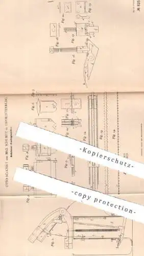 original Patent - Otto & Max Schubert , Berlin / Charlottenburg , 1893 , Metallecken Anschlagmaschine | Karton , Pappe