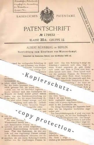 original Patent - Albert Nürnberg , Berlin , 1905 , Einatmen von Wasserdampf | Dampf , Dampfkessel , Kessel