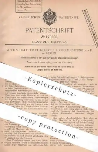 original Patent - GmbH für Elektrische Zugbeleuchtung Berlin , 1905 , Schaltung f. Gleichstromerzeuger | Strom Elektrik