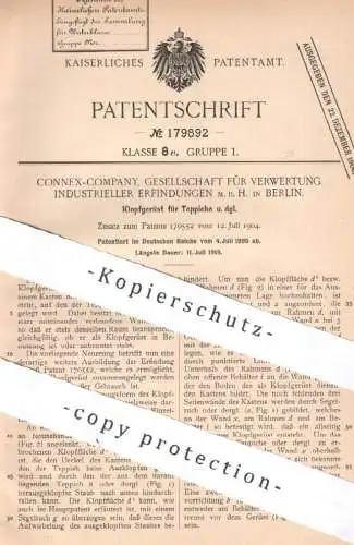 original Patent - Connex Company Ges. für Verwertung Industrieller Erfindungen Berlin , 1905 , Klopfgerüst für Teppich