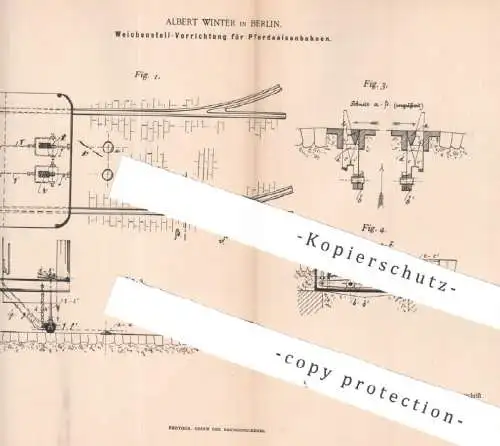 original Patent - Albert Winter , Berlin , 1892 , Weichen - Stellwerk für Pferdeeisenbahnen | Eisenbahn , Pferde , Bahn