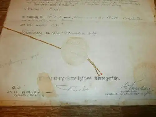 Werner Springborn in Teschow , 1919 - 1930 , Bennin in Schönberg , Stübe in Schwanbeck , Hypothekenbrief Mecklenburg !!!