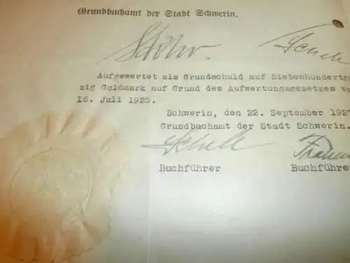 Grundschuldbrief  Anna Frese in Schwerin , 1913 , Frieda Krefft geb. von Wickede in Schwerin , Mecklenburg !!