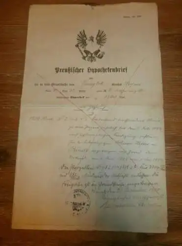 Preußischer Hypothekenbrief , Ennigloh b. Bünde , Kr. Herford 1888-1895 , Johann Hefter , Peter Haubrok , Dr. Weihe !!