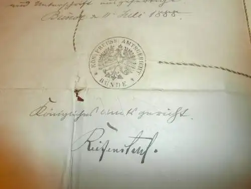 Preußischer Hypothekenbrief , Ennigloh b. Bünde , Kr. Herford 1888-1895 , Johann Hefter , Peter Haubrok , Dr. Weihe !!