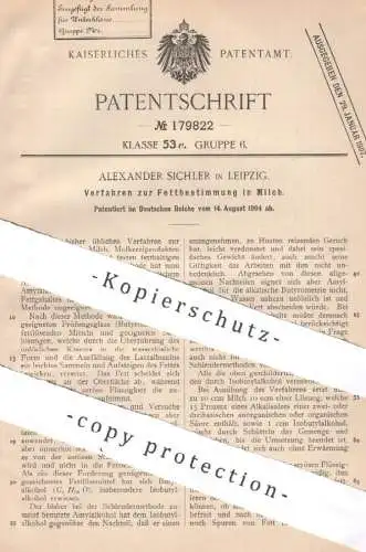 original Patent - Alexander Sichler , Leipzig 1904 , Fettbestimmung in Milch | Fett , Fette , Molke , Molkerei , Alkohol