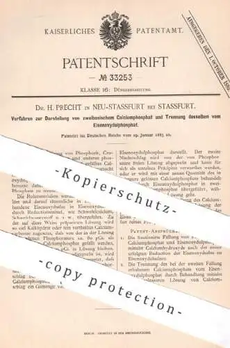 original Patent - Dr. H. Precht , Stassfurt , 1885 , Calciumphosphat , Eisenoxydulphosphat | Phosphat , Chemie , Dünger