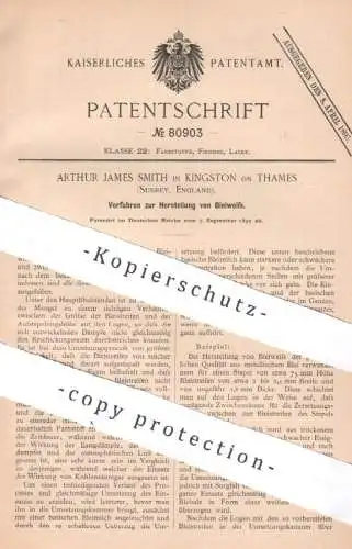 original Patent - Arthur James Smith , Kingston on Thames , Surrey , England , 1892 , Bleiweiß | Blei , Weiß | Farbe !