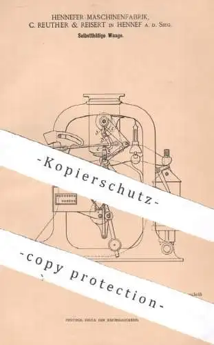 original Patent - Hennefer Maschinenfabrik , C. Reuther & Reisert , Hennef / Sieg | 1894 | Waage , Waagen | Wiegen