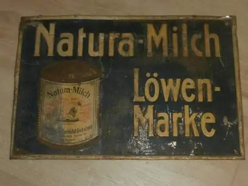 Blechschild - NATURA-Milch Löwenmarke Mecklenburg , extrem RAR !!!