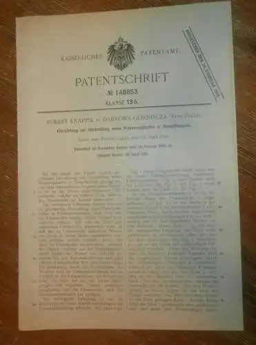 original Patent - Robert Knappik in Dabrowa Gorniecza in Polen , 20.02.1903 , Dampfkessel , Dampfmaschine , Russland !!