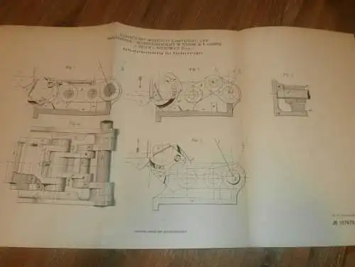 original Patent - W. Fitzner & K. Gamper in Sielce b. Sosnowice , 18.09.1898, Spinnmaschine , Russland !!