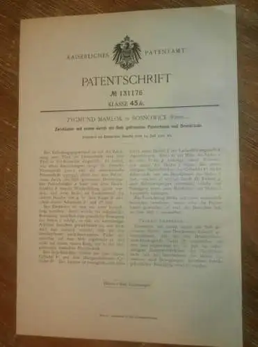 original Patent - Zygmund Mamlok in Sosnowice , 14.07.1901 , Zerstäuber für Pulver , Russland !!