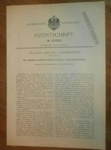 original Patent - Alexander Jaskulski in Elisabethgrad / Kropywnyzk , 15.05.1898 , Schutz für Strassenbahn , Russland !!