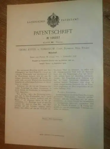 original Patent - Georg Kittel in Tomaszow i. Polen , 15.10.1898 , Webschaft , Weberei , Webstuhl , Russland !!