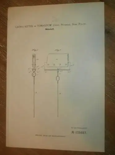 original Patent - Georg Kittel in Tomaszow i. Polen , 15.10.1898 , Webschaft , Weberei , Webstuhl , Russland !!