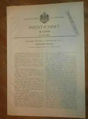 original Patent -  Richard Wende in Lebjasche / Lebjaschje , 8.08.1900 , Steuerung für Dampfmaschine , Russland !!