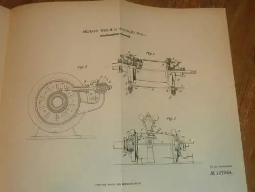 original Patent -  Richard Wende in Lebjasche / Lebjaschje , 8.08.1900 , Steuerung für Dampfmaschine , Russland !!